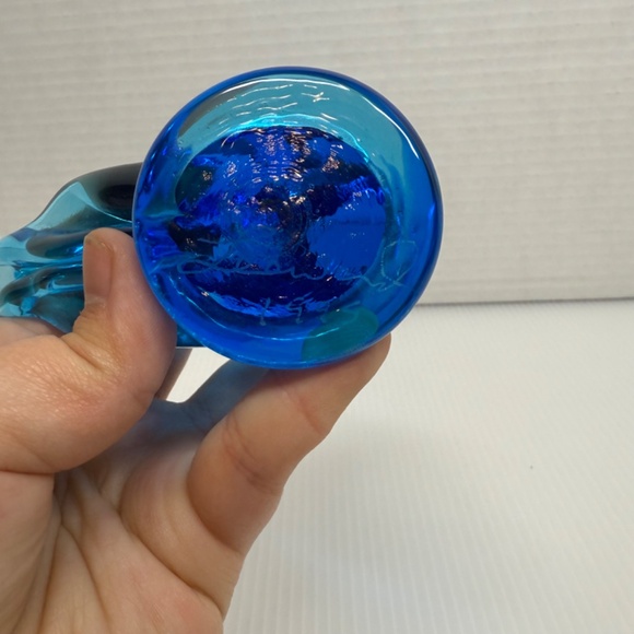 Vintage Art Glass Blue Bird of Happiness Leo Ward 1995 Terra Studios Figurine - Picture 6 of 6